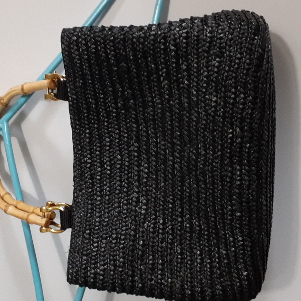Croft & Barrow black wove straw tote  handbag